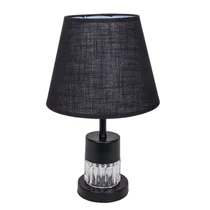 Abajur Decorativo Em Tecido Trançado com Base Metálica Preto