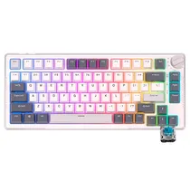 Teclado Mecânico Royal Kludge RKH81, 75%, RGB, Click Wireless, s/Fio, Switch Blue, RKH81-Whit-Q, Branco Noite