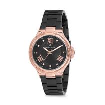 Relogio Analogico Feminino Daniel Klein Premium DK12086-5 - Preto e Rosa Ouro