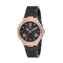 Relógio Analógico Feminino Daniel Klein Premium DK12086-5 - Preto e Rosa Ouro