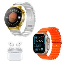 Kit de 2 Smartwatch I80 Suit Extreme - com Fone de Ouvido e Pulseiras Extra - Gold / Silver