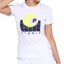 Camiseta Casual Femenino Fila Graphics Blanco Marino