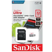 Cartão de Memória Sandisk Mem Micro-SD 32GB Ultra Clase 10 100MB/s