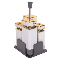 Porta Tempero Giratório Condimento Inox Branco Quadrado 4PC