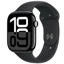Relogio Smart Watch Apple S10 42MM MWWF3LW/A Jet Black Aluminium Black Sport Band M/L GPS
