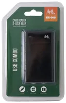 Hub USB Mtek HR-008 3 Portas + Leitor de Cartão de Memoria Preto