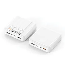 Carregador Portatil Powerbank Luo LU-6079 / 20800MAH / 2X USB-A / 2X USB-C / Cabo Embutido Micro-USB / USB-C / Lightning / USB-A - Branco
