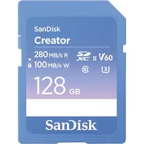 Memória SD Sandisk Creator 280-100 MB/s Uhs-II U3 V60 6K 128 GB (SDSDXEP-128G-Gncis)
