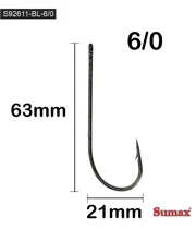 Sumax Anzuelo S92611-BL-6/0-C100 Plateado