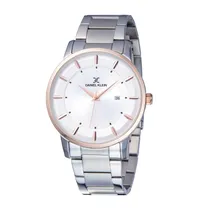 Relógio Analógico Masculino Daniel Klein Premium DK12021-6 - Prata e Rosa Ouro