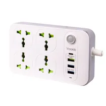 Filtro de Linha Yookie EB01 - 4 Tomadas - 1.5 Metros - 3X USB/USB-C - Bivolt - Branco