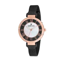 Relógio Analógico Feminino Daniel Klein Premium DK12073-5 - Preto e Rosa Ouro