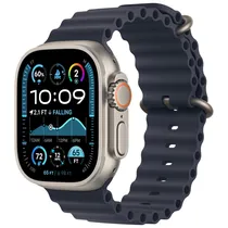 Apple Watch Ultra 2 49MM MX4D3LW/ A com Double Tap Gesture / Sirena de 86DB / Pulseira Ocean Band Navy / Titanium Case - Natural