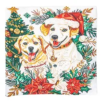 Capa de Travesseiro Natalina 43X43CM com Design de Cães