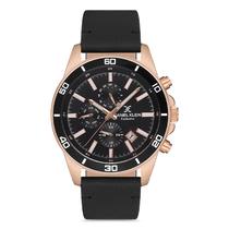 Relogio Analogico Masculino Daniel Klein DK.1.12736-3 Exclusive Gents / Pulseira de Couro Genuino - Preto/Rose Gold