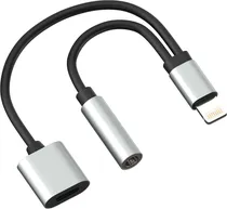 Adaptador Lightning para Áudio 3,5MM e Carregamento - Preto/Prata