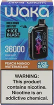 Vape Descartável Waka Blast Peach Mango Watermelon + Ice Blast 36000 Puffs