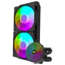 Water Cooler Cpu Aigo Darkflash Radiant DC 240 Liquid, Argb, Preto, 240MM, Intel 115X/ 1200/ 1700/ 2011(V3), AMD AM2+/ AM3+/ AM4/ AM5/ FM2+