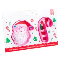 Kit 2 Cortadores Massa Plástico Papai Noel/Doce