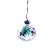 Bola de Natal Transparente com Raminho de Pinheiro 8CM.