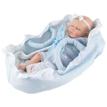 Boneca Baby Reborn s-10 - 33CM - Silicone - com Caminha Azul
