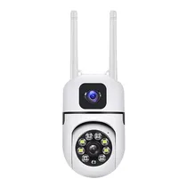 Mini Camera de Segurança Smart Wifi S53 / 4MP + 4MP / Wifi / HD / Microfone / Alarma / Detecção Humana / Visao Noturna / App Icsee - Branco