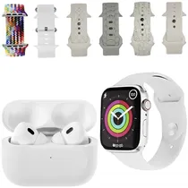 Kit Relógio K27-Combo Mini 41 MM com Bluetooth - Prata + Fone de Ouvido Sem Fio