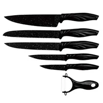 Kit de Facas para Cozinha Evryealth SG-9200 6 Em 1 com Descascador - Preto