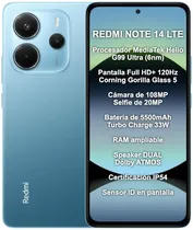 Smartphone Xiaomi Redmi Note 14 Lte Dual Sim 6.67" 6GB/128GB Blue (Global)