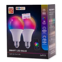Lampada Smart LED Bulb RGB+CCT com 2 Peças / 800 Lumens / App Tuya