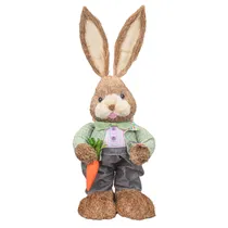 Coelho Da Páscoa Decorativo de Palha 60 CM com Traje