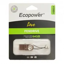 Pen Drive 64GB Ecopower Love Metal Silver