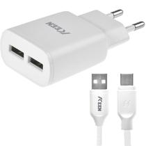 Carregador USB-C Keen KC-01 Auto-Id + Cabo USB-C com 2 Saidas 5V/2.4A - Branco