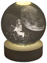Lâmpada Esfera de Cristal 3D Astronauta/Lua