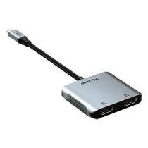 Adaptador USB-C FTX 4 En 1, CT-CM2H8K-Ag, 2XHDMI 4K/8K, 1XUSB-C 100W, 1XUSB-A 2.0, Cinza  Adaptador U...