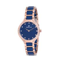 Relogio Analogico Feminino Daniel Klein Premium DK12090-3 - Azul e Rosa Ouro