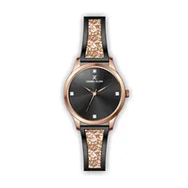 Relógio Analógico Feminino Daniel Klein Premium DK.1.12314-7 - Preto e Rosa Ouro