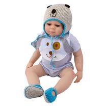 Boneca Baby Reborn V-63 - 55CM - Silicone - Roupa de Cachorro