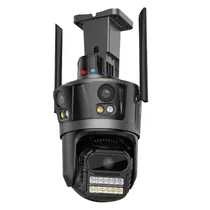 Camera de Segurança Smart Wifi P12-SP3 / 3 Cameras / 3MP X3 / 12V / HD / Microfone / Alarma / Detecção Humana / Visao Noturna / App Icsee - Cinza