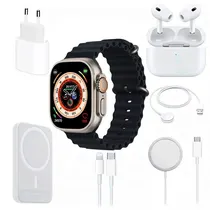 Kit Smartwatch X8 com Bluetooth - Dourado + Fone de Ouvido Sem Fio + Carregador Wireless