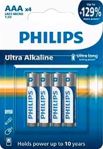 Pilha Philips AA Alcalina R03L4B /70 (4 Unidades)