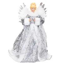 Figura Anjo Natal Cinza/Bra/Prata 40CM