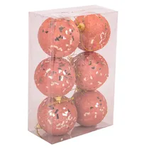 Bolas de Natal Decoração para Árvore c/6 7CM Rose Golden