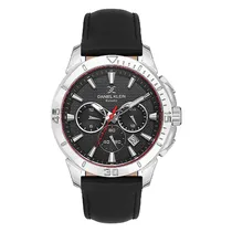 Relógio Analógico Masculino Daniel Klein DK.1.13893-1 Exclusive Gents / Pulseira de Couro Genuino - Prata/Preto