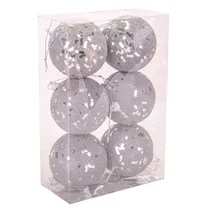 Bola de Natal Prateada 7CM 6 Peças.