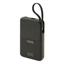 Carregador Portátil Vezr VP02 - 22.5W - 10000MAH - USB/USB-C - com Cabo USB-C/Lightning - Display LED - Preto