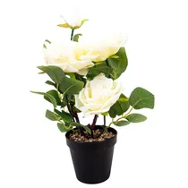 Planta Artificial Decorativa Branco com Vaso