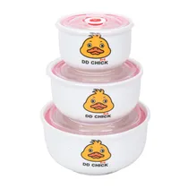 Conjunto de Taças de Vidro com Tampa de Silicone 3 Peças - Branco e Vermelho