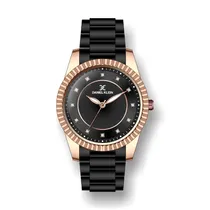 Relógio Analógico Feminino Daniel Klein Premium DK.1.12262-5 - Preto e Rosa Ouro