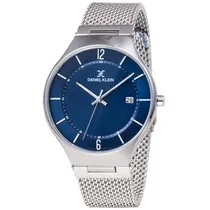 Relógio Analógico Daniel Klein Fiord DK11819-6 Masculino, Metal - Prata e Azul